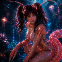 ShrimpMermaid Discord sticker from Glitching Neon Code Tier 7