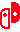 A repeating pattern of red pixelated shapes with white circular cutouts.