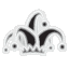 Jester hat with bells in a flat black and white style.