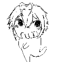 An anime-style character with large eyes throwing a small, playful punch.
