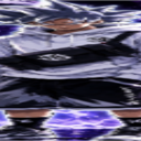 Goku in Ultra Instinct form wearing a white hoodie and black crossbody bag with a serious expression.