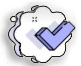 Checkmark icon centered inside a soft, cloud-shaped border.