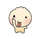 A cute yellow blob character sticking its tongue out while holding up its middle finger.