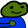 A green cartoon frog with a simple face giving a small thumbs up gesture.