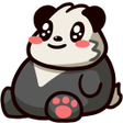 Panda with a happy expression and blushing pink cheeks.