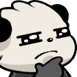 A white cartoon creature with a hand on its chin looking skeptical.