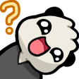 A white cartoon creature with a tilted head and a large question mark, showing a confused expression.