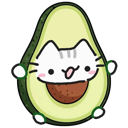 Catavocado with a happy expression and tongue sticking out.