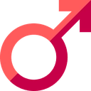 Male gender symbol icon in shades of red and pink.