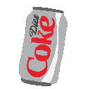 Two pixelated Diet Coke cans side by side.