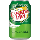 Canada Dry ginger ale soda can standing upright.