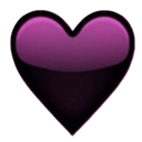 Heart symbol colored in dark purple and black with a glossy finish.