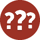 Three white question marks centered on a solid red circular background.