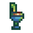 Toilet rendered in a retro pixel art style with green and blue tones.