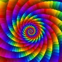 Rainbow spiral vortex spinning in a hypnotic pattern.