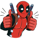 Deadpool giving a double thumbs up with a confident expression.