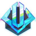 Platinum rank badge with a sharp, geometric, crystalline blue design.