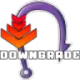 Purple fishing hook with red and orange downward arrows and the word DOWNGRADE in pixel font.