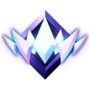 Unreal Engine rank emblem featuring sharp, crystalline blue and purple shapes.