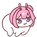 Doro creature with pink hair and a white blob body running quickly.
