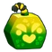 Nuclear bomb with a glowing green and yellow hexagonal body and a lit fuse.