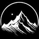Mountain peak inside a circular frame with a small star in the night sky.