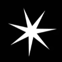 Eight-pointed white starburst centered on a black background.
