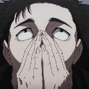 Hiromi Higuruma with his hands pressed against his face in a contemplative and stressed expression.
