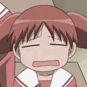 Chiyo Mihama from Azumanga Daioh crying with her mouth wide open in a repetitive animation.