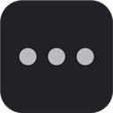 Three gray dots arranged horizontally in a dark rounded square.