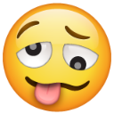 Yellow face with cross-eyes and tongue sticking out in a silly expression.