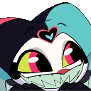 Fizzarolli with a wide, toothy grin and a heart icon on his forehead.