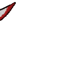 A cartoon hand holding a bloody knife and performing a stabbing motion.