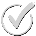 A stylized white checkmark inside a circle on a black background.