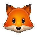Fox faces showing a range of expressions from neutral to laughing with closed eyes and an open mouth.