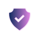 A purple shield icon with a white checkmark in the center.