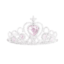 Tiara with a central pink heart-shaped jewel and silver accents.