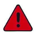 Warning sign with a red triangle and black exclamation point.