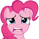 Pinkie Pie with a panicked and teary-eyed expression and trembling mouth.