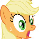 Applejack the pony with wide eyes and an open mouth in a shocked expression.