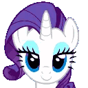 Rarity the unicorn pony giving a suspicious side-eye look in pixel art style.