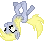 A light blue pony with a blonde mane hangs upside down with a dazed and confused expression.