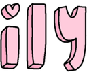 The letters i, l, and y in a soft pink 3D font with a small heart above the letter i.