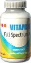 A white plastic bottle of vitamin pills with a blue and yellow label.