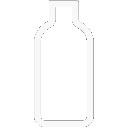 A simple line-art illustration of a bottle, with one version in black and another in bold red.