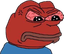 Pepe the Frog with a bright red face and angry, bloodshot eyes.