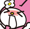 My Melody the rabbit with a red face and squinted eyes looking extremely angry.