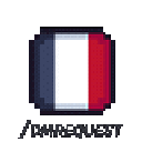 French flag rendered in a simple pixel art style with blue, white, and red vertical stripes.