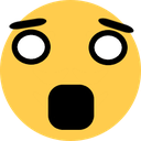 Yellow face with wide white eyes and a gaping open mouth expressing extreme fear or shock.