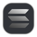 Solana blockchain logo icon in a dark gray rounded square.